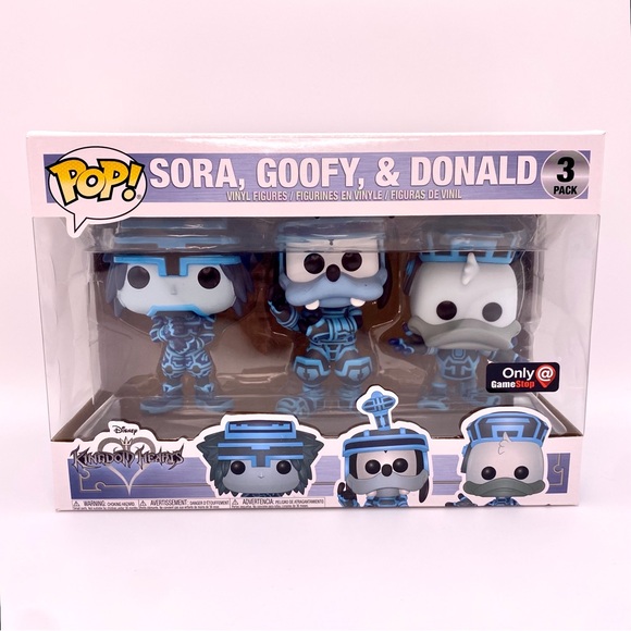 Disney Kingdom Hearts Funko Pop Tron Set Sora Goofy Donald GameStop Exclusive - Picture 1 of 10
